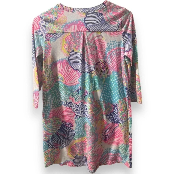 Lilly Pulitzer Ali Dress Pink Roar of The Seas, Pima Cotton V Neck - Picture 4 of 7